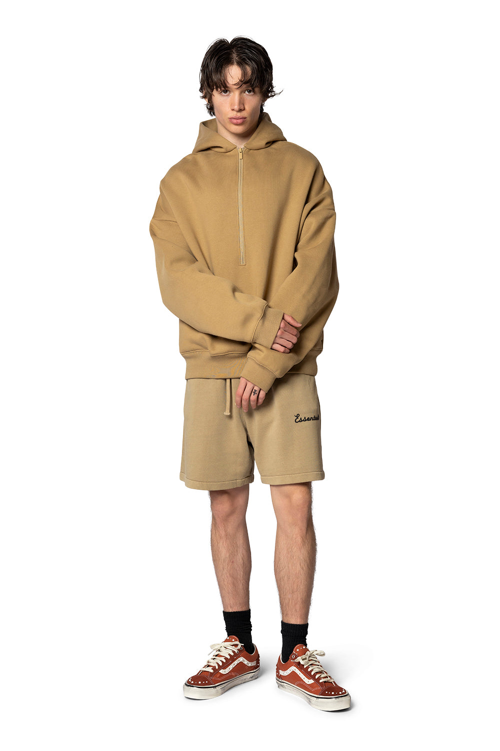 FOG Essentials Property Lounge Half Zip Hoodie in Dune – ANSH46