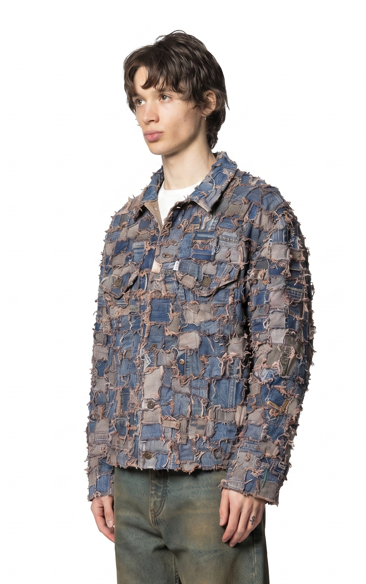 Square Patchwork Denim Jacket Blue Innocence NYC – ANSH46