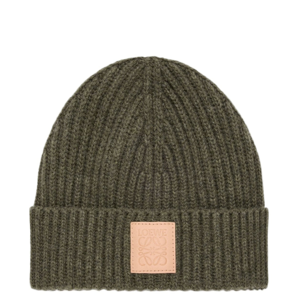 LOEWE LOGO BEANIE DARK KHAKI Dark Olive Green