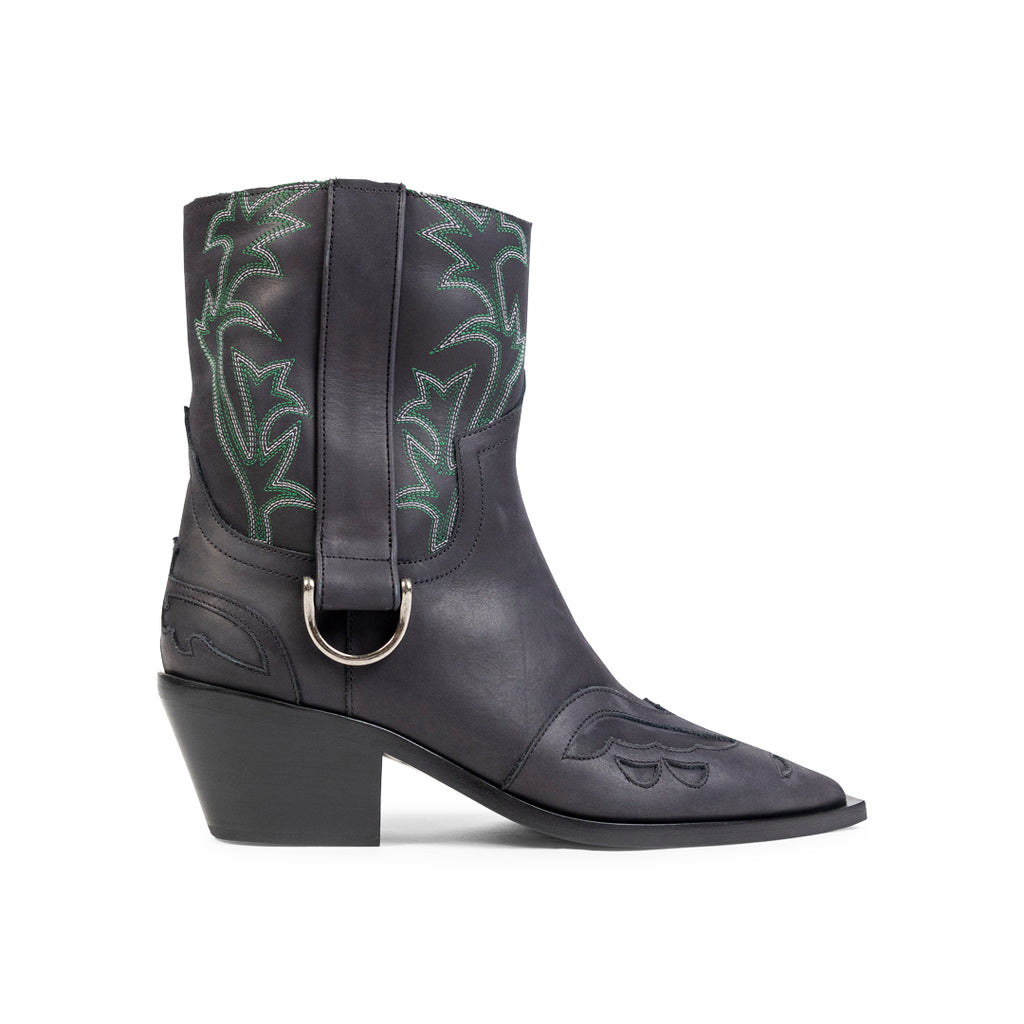 Enfants Riches Déprimés CUT OFF COWBOY BOOT BLACK / GREEN Dark Slate Gray