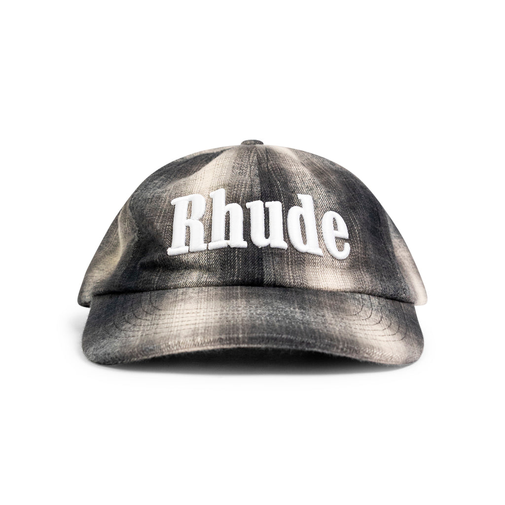 RHUDE LOGO FLANNEL 6-PANEL HAT BLACK/GREY Dark Slate Gray