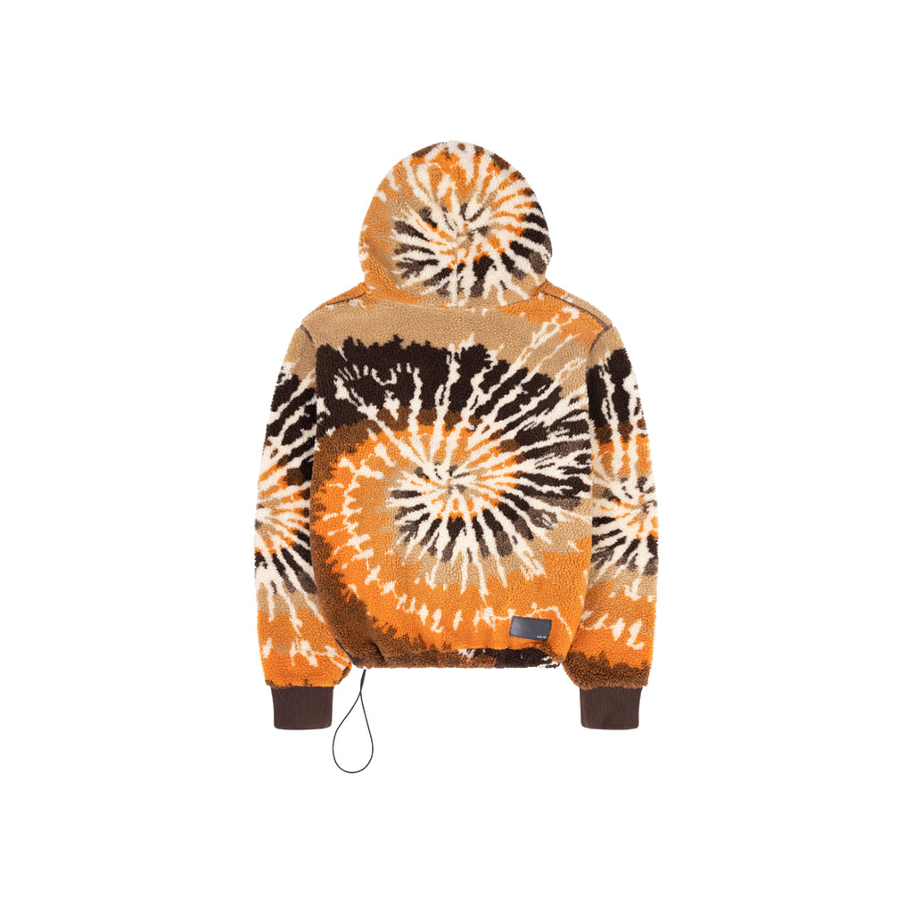 ANSH46 ARCHIVE TIE DYE HOODED POLAR FLEECE Sandy Brown