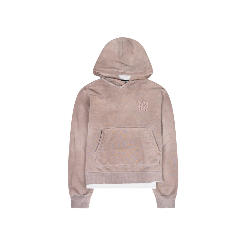ANSH46 ARCHIVE STONE DYED EMBROIDERED LOGO HOODIE Dark Gray