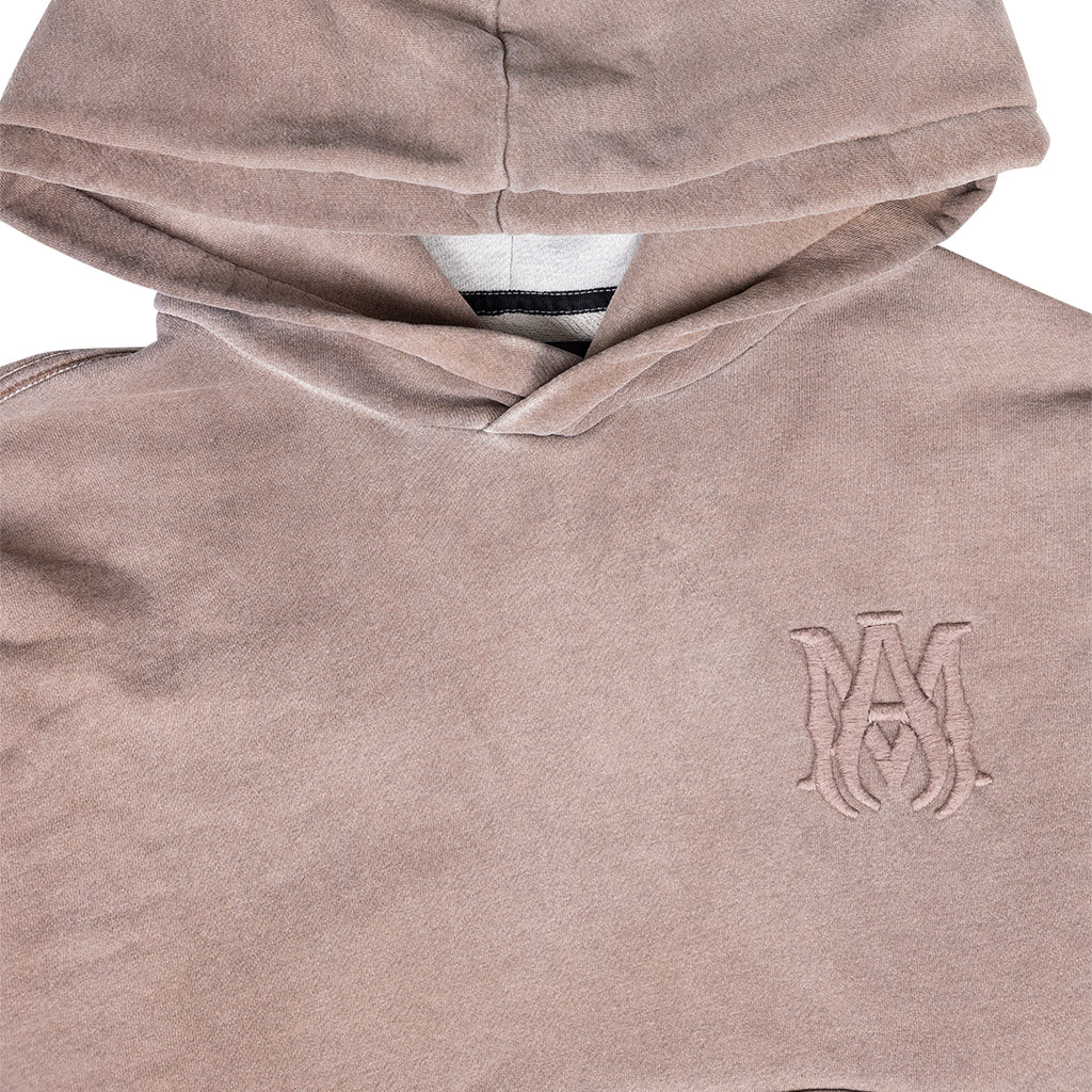 ANSH46 ARCHIVE STONE DYED EMBROIDERED LOGO HOODIE Rosy Brown