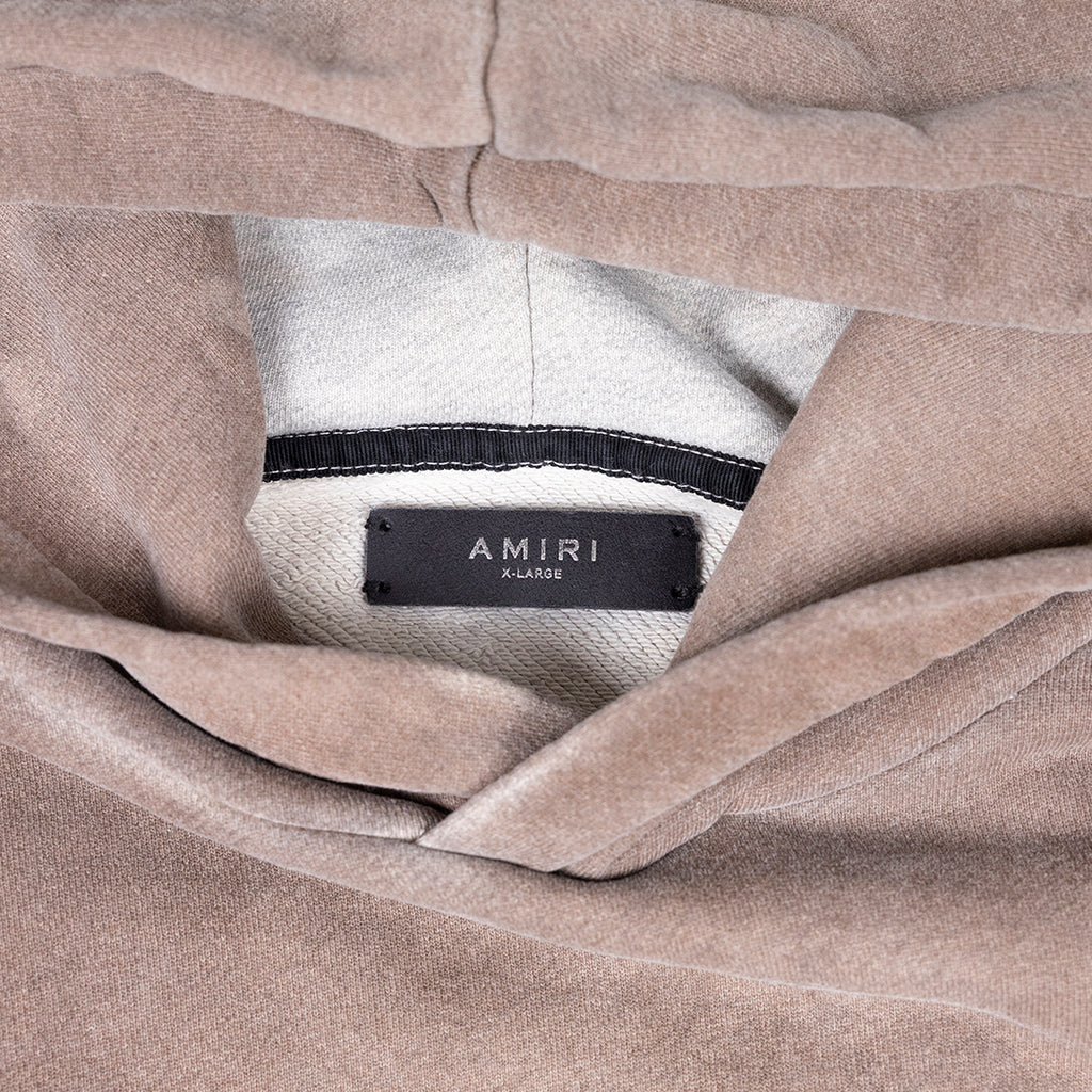 ANSH46 ARCHIVE STONE DYED EMBROIDERED LOGO HOODIE Rosy Brown