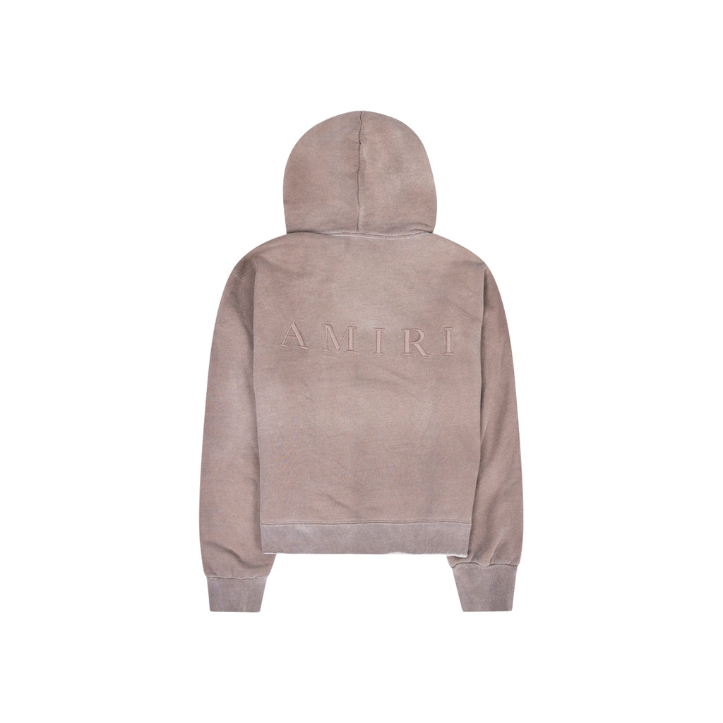 ANSH46 ARCHIVE STONE DYED EMBROIDERED LOGO HOODIE Rosy Brown