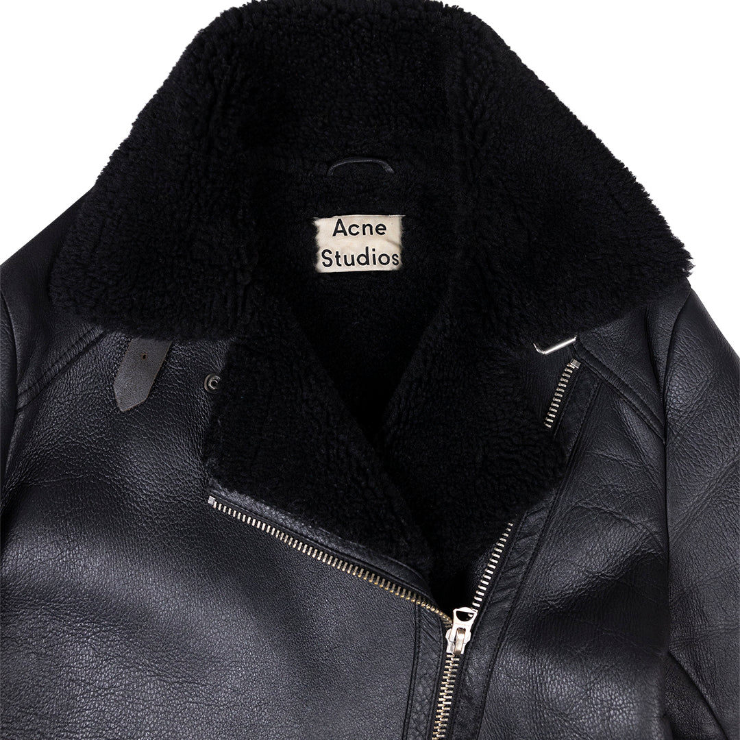 ANSH46 ARCHIVE LEATHER SHEARLING JACKET Black