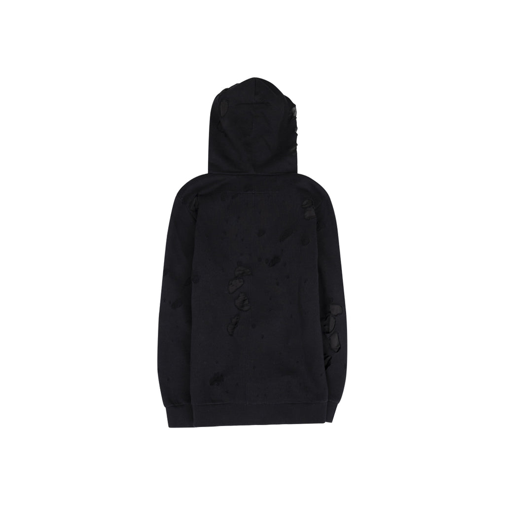 ANSH46 ARCHIVE DISTRESSED GIVENCHY HOODED PULLOVER Black