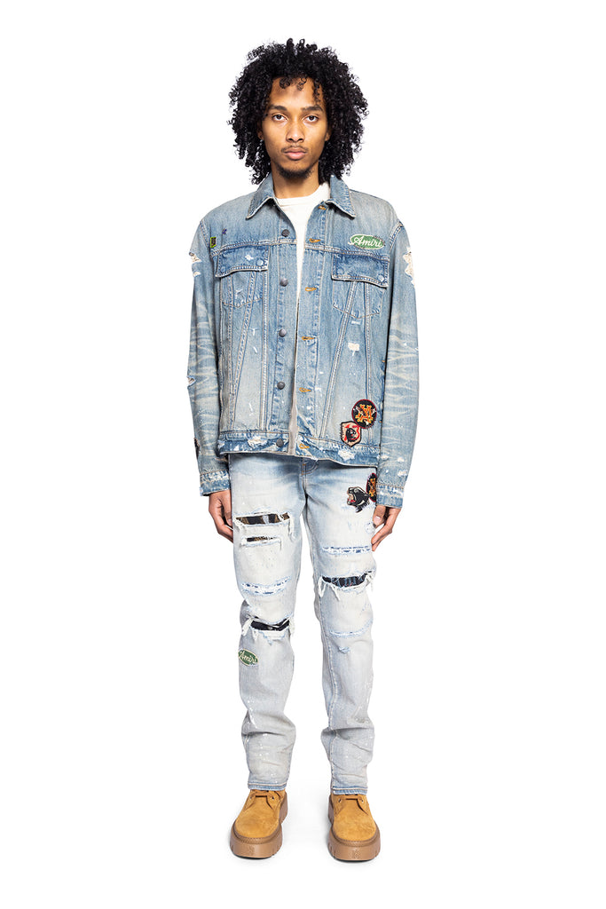 Amiri VINTAGE PEGASUS TRUCKER JACKET ANTIQUE INDIGO Gray