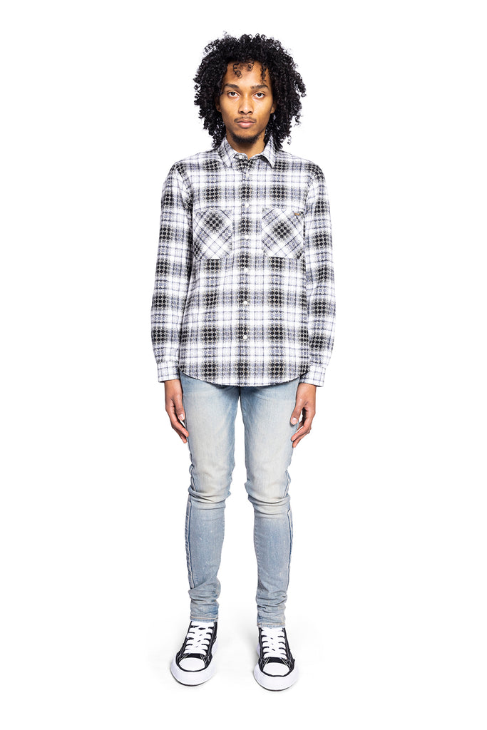 Amiri MA QUAD JACQUARD FLANNEL BLACK Light Gray