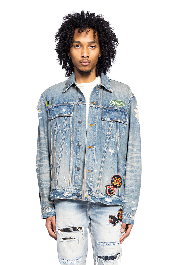 Amiri VINTAGE PEGASUS TRUCKER JACKET ANTIQUE INDIGO Gray