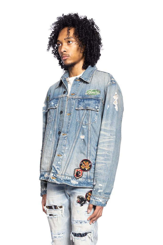 Amiri VINTAGE PEGASUS TRUCKER JACKET ANTIQUE INDIGO Gray