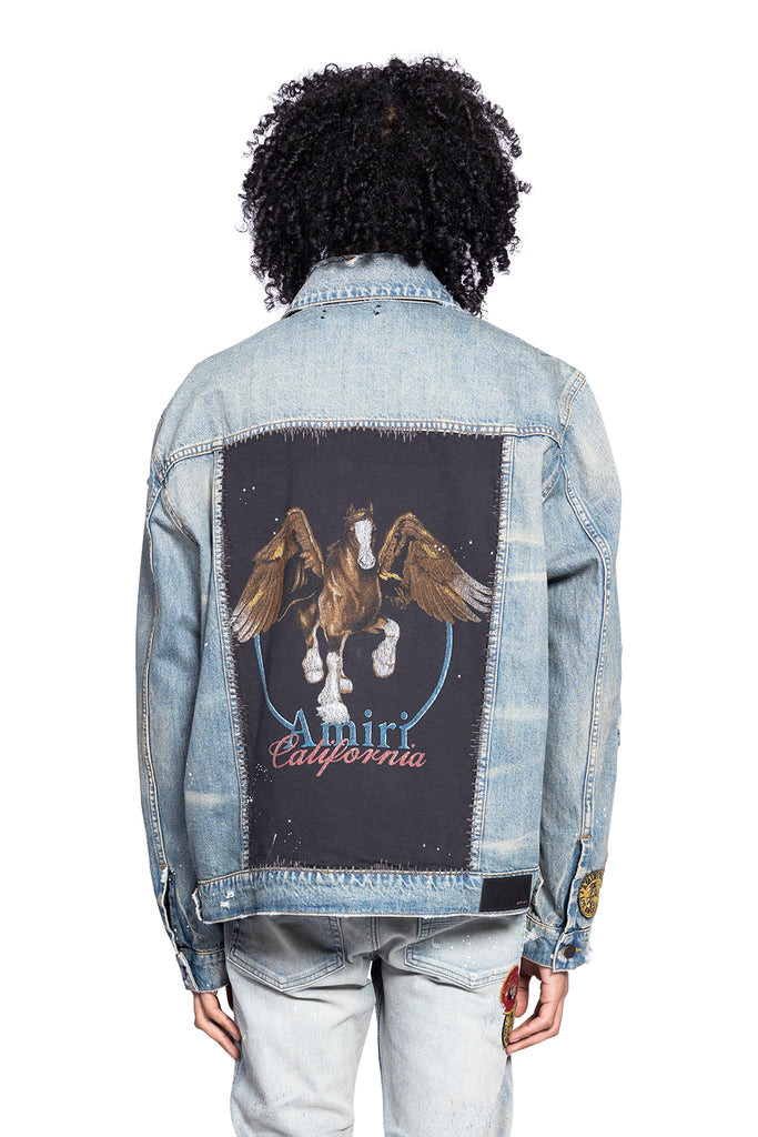 Amiri VINTAGE PEGASUS TRUCKER JACKET ANTIQUE INDIGO Gray