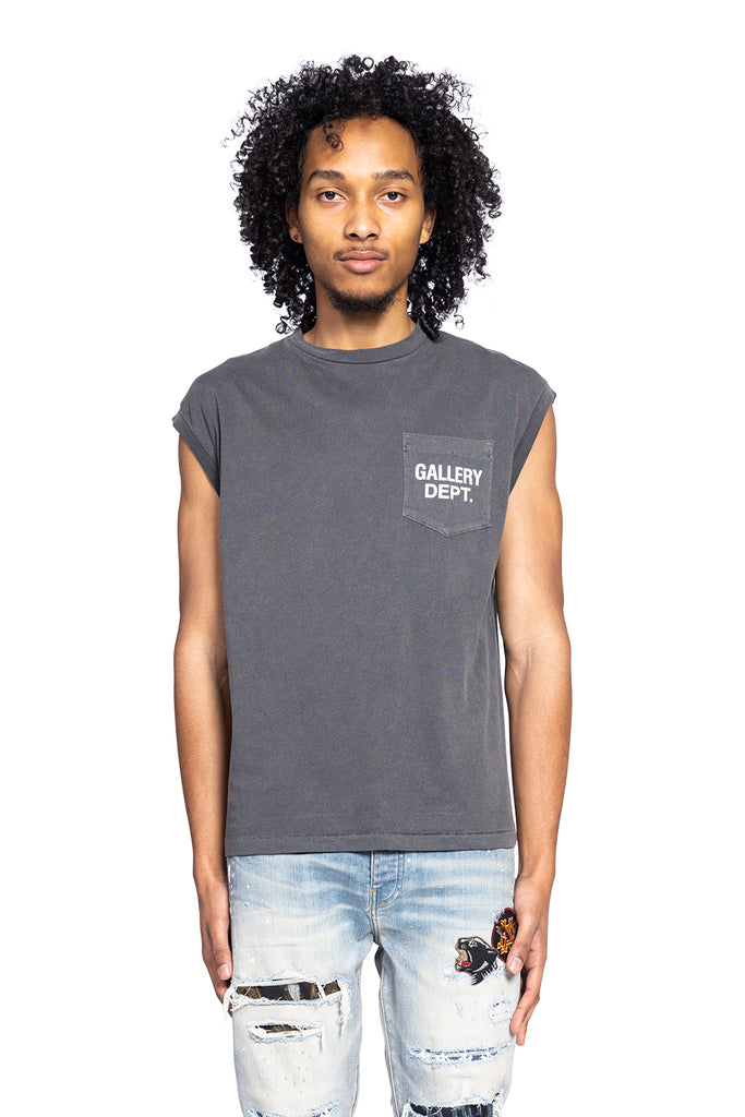 Gallery Dept. AUGI SLEEVELESS TEE WASHED BLACK Dim Gray