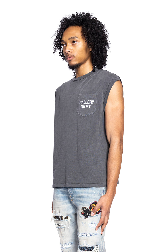 Gallery Dept. AUGI SLEEVELESS TEE WASHED BLACK Dim Gray