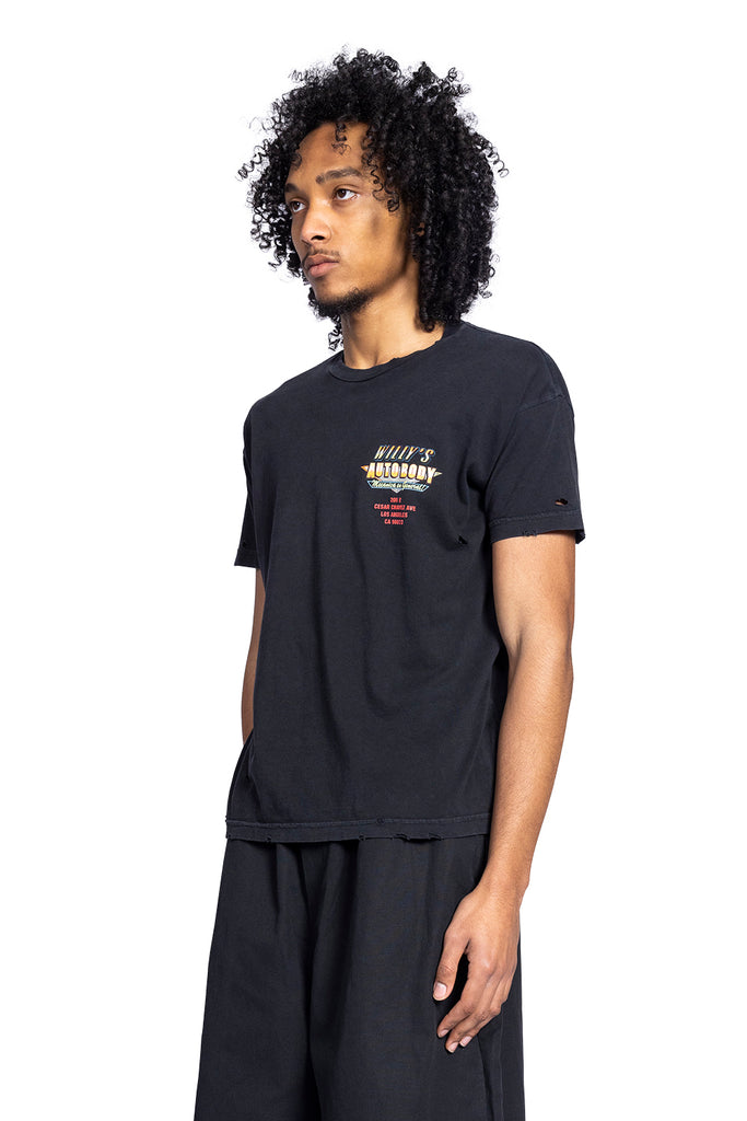 WILLY CHAVARRIA WILLY'S AUTOBODY EASY TEE (DESTROYED) BLACK Dark Slate Gray