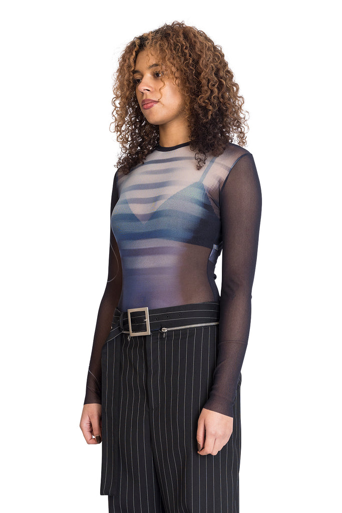 JEAN PAUL GAULTIER MESH LONG SLEEVES BODY "LE MÂLE" NAVY/LIGHT BLUE/WHITE Dark Slate Gray