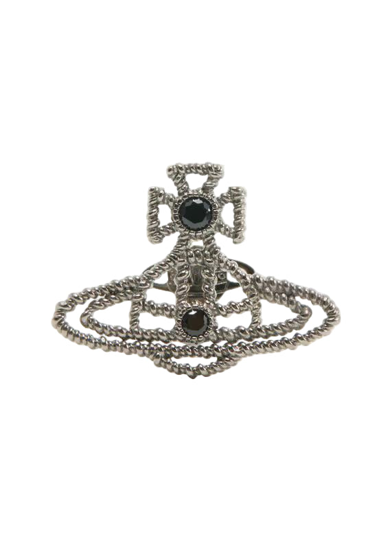 Vivienne Westwood MAN. CORETTA SINGLE STUD BRASS BLACK Dim Gray